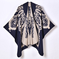 Capes en cachemire pour femmes, style européen, motif unique, double face, triangle, bordure à aiguilles, 130*150cm, ponchos d'hiver