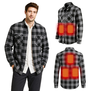 Chemise-veste à carreaux chauffante unisexe pour hommes et femmes, veste en flanelle chauffante USB pour le camping, la randonnée, la pêche, les activités de plein air en hiver - Product Image 1