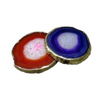 Sous-verre en agate naturelle en gros plaqué or poli grand petit plus coloré tranches d'agate en pierre de dessous de verre naturel par agate