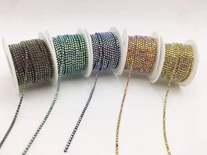 Chaîne à griffes en strass SS6 2mm, chaîne en métal avec cristaux imitation diamant pour bijoux DIY, vêtements, chaussures, sacs, accessoires, nail art - Product Image 2