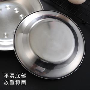 Stainless Steel Shallow Plate Thickened Serving Dish For Home Restaurant Hotel Barbecue Solid Color Microwave Safe - Product Image 1