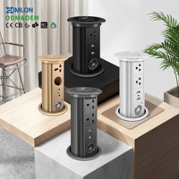 Prise de bureau escamotable blanche à 4 prises avec USB, chargeur sans fil, interrupteur électrique et prise de courant intégrée pour table - Direct Usine