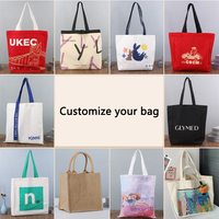 Sac fourre-tout en toile de coton recyclable 40x45cm, logo imprimé personnalisé, matériau épais durable, fermeture ouverte, réutilisable, grande capacité