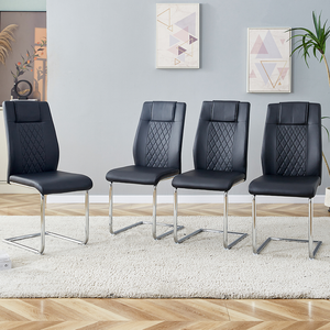 Modern PU Leather Velvet Upholstered <b>Dining</b> <b>Chairs</b> with Metal Legs Durable & Eco-Friendly Set of 4 for Home Furniture Hotel Use - Product Image 2