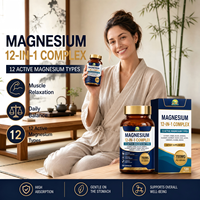 Capsules de magnésium complexe Omega 12-en-1 très vendues pour l'amélioration de la densité osseuse, végétariennes, 120 par flacon, vente en gros OEM ODM