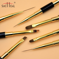 Pince à ongles ovale double tête de luxe Yalixin, personnalisable avec logo privé, manche métallique professionnel, poils synthétiques en nylon plats et ondulés