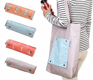 Plain nylon women foldable shoulder bag teenager shopping bag Eco-Friendly bag