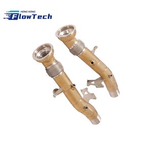 Downpipes à flux libre en acier inoxydable SS304 avec bouclier thermique doré pour Ferrari 296 GTB GTS 3.0T V6 2021+ – Échappement de course à fixation directe - Product Image 2