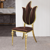 Chaise de salle à manger de luxe dorée en fer forgé à dossier haut – Durable et écologique pour réceptions, salons et appartements