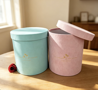 Boîtes Cadeaux Rondes en Carton Recyclé avec Impression Dorée pour Bouquets et Arrangements Floraux