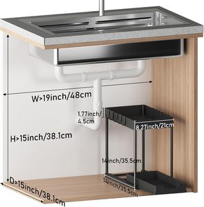 High Quality PP Plastic Double Tier <b>Sink</b> Kitchen <b>Storage</b> Rack Organizer Multifunction Eco-Friendly 12pcs Food-Safe Standing Type - Product Image 5