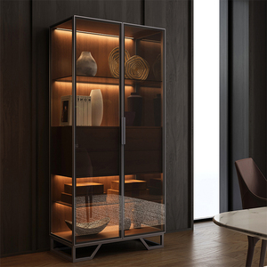 2026 New Minimalist Italian Sideboard High-end <b>Wall</b> Wine <b>Cabinet</b> Luxury Glass and Aluminum Rack for Living Room C137-80 - Product Image 4