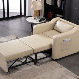 Hospital Companion <b>Bed</b> Genuine <b>Leather</b> Recliner With Wheels <b>Storage</b> Pocket For Adults And Elderly - Product Image 3