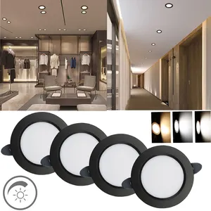 Đèn Trần LED Hiện Đại Đèn Âm Tường Có Thể Điều Chỉnh Độ Sáng Đèn Âm Trần 5W Màu Đen Cho Phòng Ngủ Phòng Khách 110V