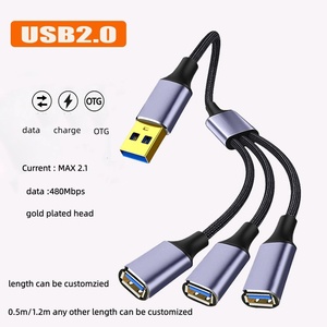 120 厘米全新 50 厘米/120 厘米 USB 2.0 转 3 X USB 集线器分线器延长线转换器适用于笔记本电脑和手机 - Product Image 3