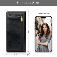 Dompet Wanita JIANJI Slim Panjang Anti RFID dengan Kancing, Lapisan Nilon, Kulit PU, Model Bidold, Tempat Kartu Kredit Multifungsi
