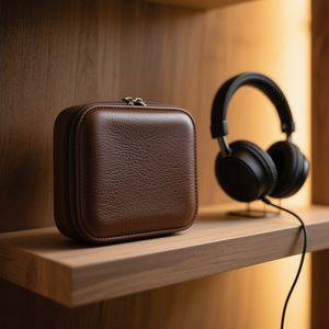 Nhà Máy Trực Tiếp Bán Buôn Dây Kéo Túi Xách Tay Tai Nghe Trường Hợp Sang Trọng Vegan Da Lưu Trữ Tai Nghe Hộp - Product Image 1