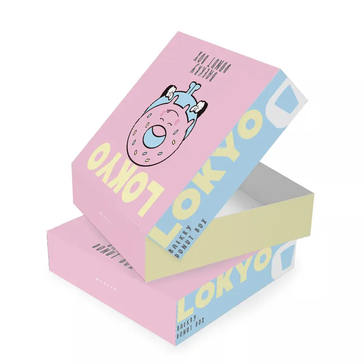 LOKYO reutilizável logotipo personalizado dobrável 1 peça luxo padaria mochi donut dobrável rosa padaria para ir caixas