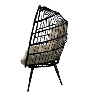 Fauteuil œuf en rotin PE moderne en forme de <span class=keywords><strong>cocon</strong></span>, fauteuil de salon intérieur/extérieur, fauteuil panier de patio - Product Image 4