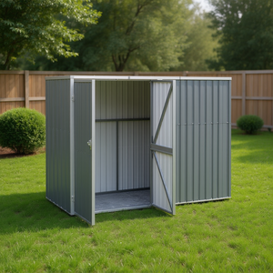 Caseta de Jardín de Acero Galvanizado Gris de 88.6"x35"x63.4" para Almacenamiento, Fácil de Montar - Product Image 2