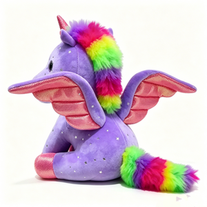 Unicornio de peluche con lentejuelas rosas, cuernos, alas y pezuñas, regalo de cumpleaños para niñas - Product Image 4