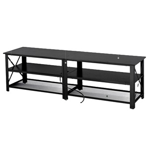 Soporte de <span class=keywords><strong>TV</strong></span> negro moderno de 71 pulgadas con luz LED y toma de corriente <span class=keywords><strong>para</strong></span> <span class=keywords><strong>TV</strong></span> de 50 55 60 65 70 <span class=keywords><strong>75</strong></span> 80 pulgadas <span class=keywords><strong>Mesa</strong></span> de madera de 3 niveles <span class=keywords><strong>para</strong></span> sala de estar - Product Image 1