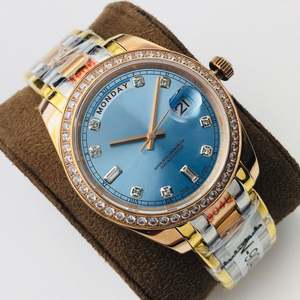 Montres en or de luxe en moissanite en gros pour hommes et femmes, montre automatique mécanique à double date - Product Image 5