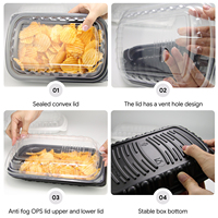 Barquettes Alimentaires en Plastique PP Jetables avec Couvercle OPS pour Plats à Emporter