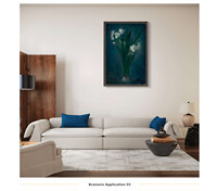Lukisan Minyak Bunga Narcissus Impresionis Latar Belakang Biru Karya Seni Lu Hua, Dilukis Tangan, Ramah Lingkungan, Realistis, Kanvas Linen Kayu