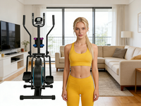 Ventilateur d'exercice à résistance à l'air, appareil d'exercice elliptique, vélo d'entraînement magnétique silencieux avec disque de torsion de la taille LFC1022-bleu-c