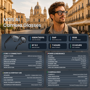 Lunettes Intelligentes Nouvelle Génération M01 avec Caméra 500W, Vidéo, <span class=keywords><strong>Traduction</strong></span> IA, Reconnaissance, Appel ChatGPT et Casque Portable - Product Image 4
