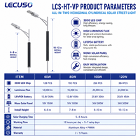 LECUSO 100W 200W Lampadaire Solaire Extérieur à Module Monocristallin Vertical Panneau Solaire LED pour Parking et Route