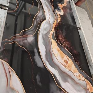 Bingjie đá cẩm thạch nhìn <span class=keywords><strong>UV</strong></span> tấm màu xanh lá cây rãnh tấm nội thất PVC tường trang trí tấm cho văn phòng sử dụng - Product Image 3