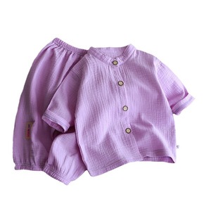 2026 Vêtements d'intérieur pour enfants et bébés, garçons et filles, en pur <span class=keywords><strong>coton</strong></span> et <span class=keywords><strong>gaze</strong></span> <span class=keywords><strong>de</strong></span> <span class=keywords><strong>coton</strong></span>, col montant, légers d'été, couleur unie, respirants - Product Image 5
