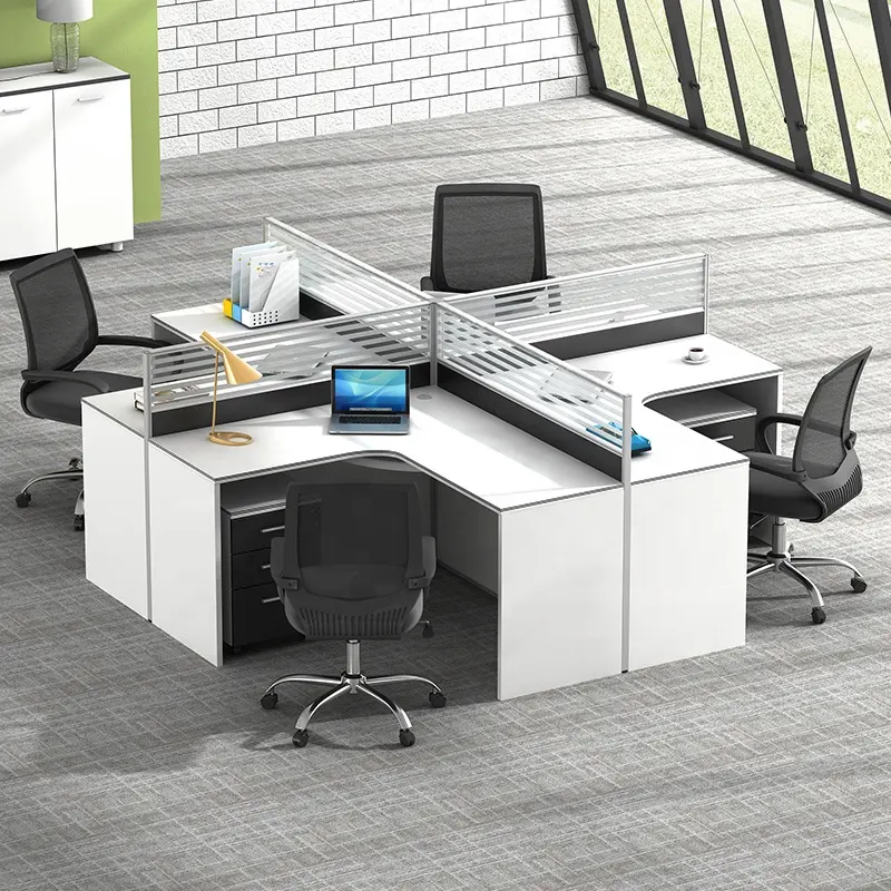 עיצוב של משרד ריהוט לבן מחקר שולחן משרד שולחן צד מגירת מתכת פרופיל מחשב שולחן במשרד