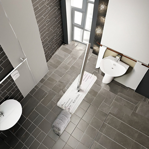 Trắng Có Thể Gập Lại Thép Phẳng Bóp Lau Xô Thiết Lập Với Tay Cầm Dài 4 Sợi Nhỏ Vải Ướt/Khô Làm Sạch Sàn Giỏ Nhựa - Product Image 3