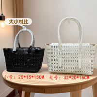 Sac fourre-tout en cuir véritable ajouré avec fermeture à rabat pour femme - Sac à bandoulière de luxe portable et tendance pour la plage