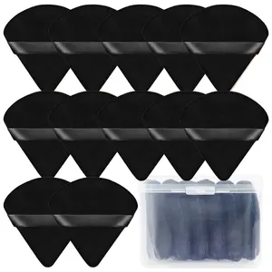 6 miếng bột màu đen Puffs khuôn mặt mềm mại Velour tam giác trang điểm máy xay sinh tố Sponge Puff đôi 6 gói màu đen cho Loose & cơ thể bột