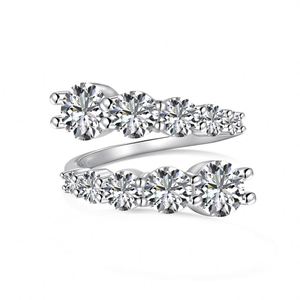 Bague ouverte DYLAM en argent S925 plaqué rhodium, non ternissable, avec zircone cubique 5A, design géométrique torsadé, pour usage quotidien - Product Image 1