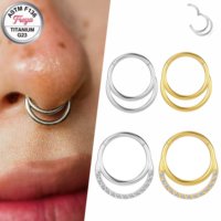 Cincin Hidung Titanium CZ Freya ASTM F136, Anting Septum Hoop Clicker, Anting G23, Anting Daith Helix, Perhiasan Tindik Tubuh