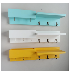 Toptan çok fonksiyonlu ahşap duvara monte organizatör Entryway Coat & banyo ve mutfak için kanca ile anahtar araçları raf raf - Product Image 3