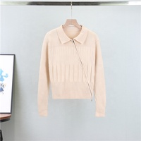 Nouveau cardigan en tricot à fermeture éclair et revers pour femme, mode française, printemps et automne
