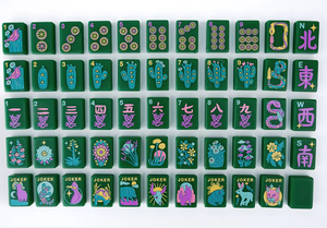 Juego de Fichas de Mahjong Americanas de Acrílico con Patrón de Flores del Desierto en Verde Esmeralda, Plegables y Talladas a Medida, ENVÍO PRÓXIMO - Product Image 1