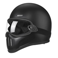 Casque de moto rétro japonais à coque compacte avec visière argentée, casque de protection vintage pour moto