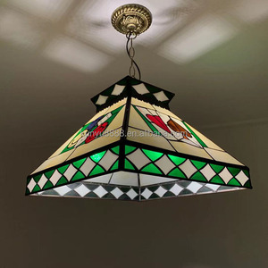 20'' Hand-Crafted European Style Small <b>Square</b> Poker Table LED Lighting Tiffany Pendant Lamp <b>Adjustable</b> Chandelier Pendant Lights - Product Image 5