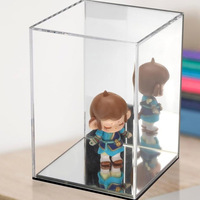 Vitrine en acrylique transparent avec base en miroir et arrière Boîte de présentation en acrylique personnalisée Vitrine pour figurines Modèles Jouets Collections