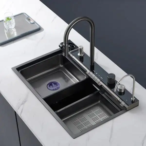 Grifo <span class=keywords><strong>de</strong></span> <span class=keywords><strong>Cocina</strong></span> Inteligente <span class=keywords><strong>de</strong></span> Níquel Cepillado con Rociador Extraíble, Dispensador <span class=keywords><strong>de</strong></span> Jabón y Lavavasos, Pantalla Digital LED, Montaje en Encimera - Product Image 2