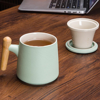 Tasse à thé en porcelaine avec poignée en bois, tasse à thé en céramique chinoise avec infuseur et couvercle, cadeau personnalisé avec logo personnalisé