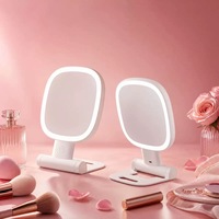 Travel Magnifying Mirror Lighted Adjustable Brightness 3 Color Lights Square Compact Handheld Pocket Mirror