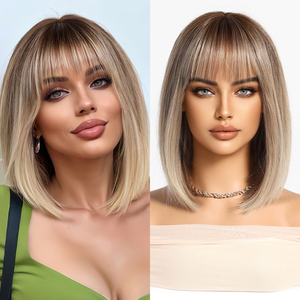 Perruque complète de style européen et américain, coupe <span class=keywords><strong>courte</strong></span> et droite, bob, transparente, naturelle et respirante, tendance printemps-été - Product Image 6